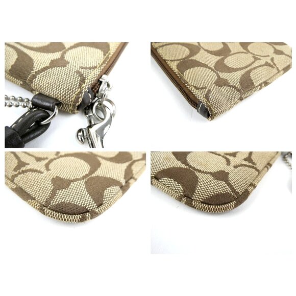 Coach Signature Khaki Brown Wristlet - Picture 10 of 11